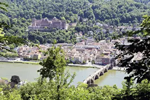 Central Europe Travel Destination Drucke: Panoramic view of Heidelberg