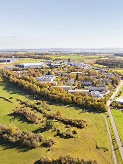 Autumnal Atmosphere Photography Drucke: Panoramic view of an industrial area