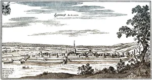 Deserted Town In Europe Drucke: Panoramic view of Landsberg on Warthe