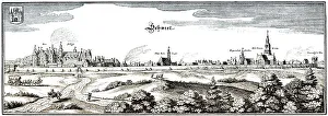 Central European Town View Drucke: Panoramic view Schwedt / Oder, 17th century