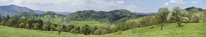 Austrian Mountain Scenery Drucke: Panoramic view in spring, with mountains Hocheck