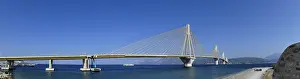 Peloponnese Greece Landscape Drucke: Panoramic view of a suspension bridge
