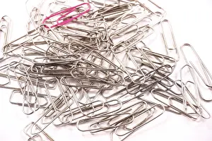White Background Concept Drucke: Detail of paper clips on a white background