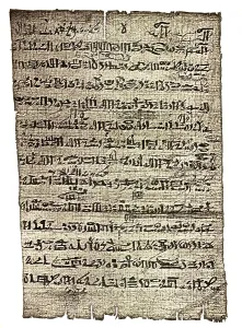 Ancient Egyptian Papyrus Drucke: Papyrus with hieratic script, description of Pi-Ramesses