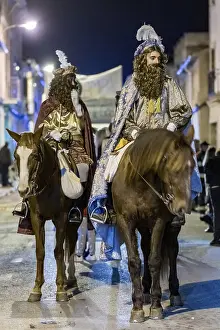 Spanish Folklore Tradition Drucke: Parade of the Three Wise Men, Llucmajor