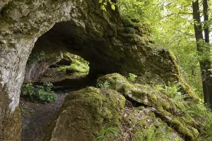Upper Franconia Bavaria Drucke: Passage cave at the Kuhstein
