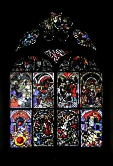 Southern Germany Old Town Photography Drucke: Passion window from the workshop of Hans Acker in Ulm Cathedral