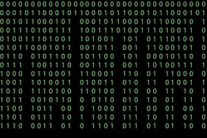 Dark Background Design Drucke: Pattern with binary code on dark background