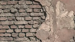 Deserted Historic District Drucke: Pattern old brick wall close up background backdrop