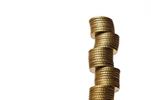Euro Coin Stack Drucke: Patterned stack of euro coins, stack of money