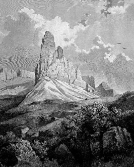 Historical Mountain Landscape Drucke: The Three Peaks, the three peaks of the Lavaredo