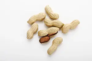 Indoor Food Photography Studio Drucke: Peanuts, one of them opened
