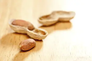 Legume Plant Photography Drucke: Peanuts on wood background with dramatic lighting