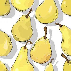 Deciduous Tree Art Drucke: Pears repeating pattern, editable vector template