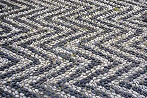 Symi Island Greece Drucke: Pebble pavement, background, texture