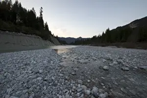 Bavaria River Landscape Drucke: Pebbles in a riverbed, Upper Isar River