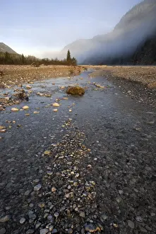 Bavaria River Landscape Drucke: Pebbles in a riverbed, Upper Isar River