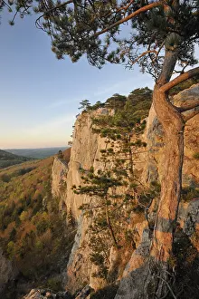 Mountain Range In Europe Drucke: Peilstein mountain faces in the evening light