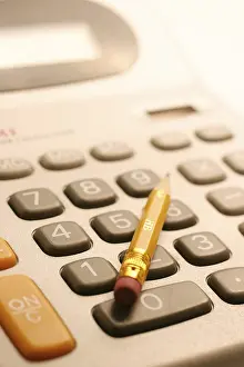 Pocket Calculator Image Drucke: Pencil on Calculator