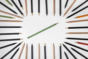 Stationery Supplies Drucke: Pencil frame, white background