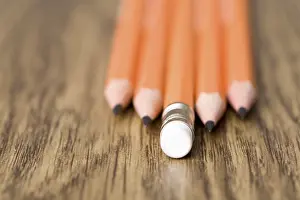 Wooden Desk Setup Drucke: Pencils on a table