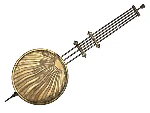 White Studio Background Drucke: Pendulum of the old clock against the white background