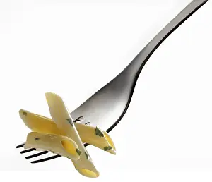 Grocery Shopping Essentials Drucke: Penne pasta on a fork