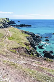 Rocky Coastline UK Drucke: Pentreath Beach and Cliffs, Cornwall