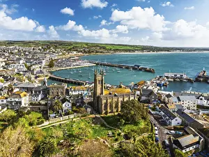Drucke von Penzance Harbour aus einer Drohne, Cornwall, England, Vereinigtes Königreich Penzance Drucke: Penzance Harbour von einem Drohnen, Cornwall.