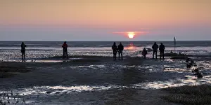 Natural Preserve Coastal Area Drucke: People looking at the sunset, mudflat