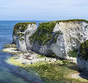 Jurassic Coast Landscape Drucke: People on paddleboards, White Cliffs