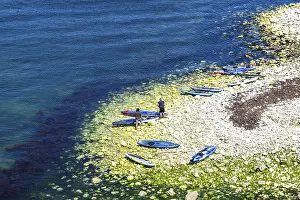 Chalk Cliff Landscape Photography Drucke: People on paddleboards, White Cliffs