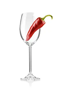 Gourmet Food Still Life Drucke: Pepper in a wineglass