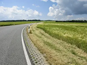 German Landscape Photography Drucke: Perfect road in landscape with fields