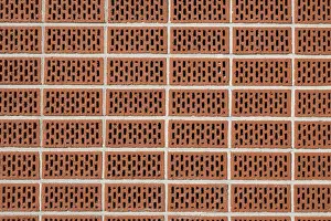 Red Brick Wall Background Drucke: Perforated brick wall, background