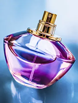 Perfume Bottle Drucke: Perfume bottle on glossy background