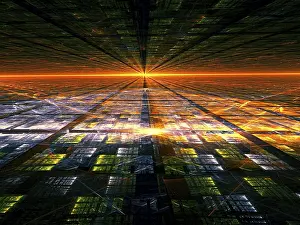 Abstract 3D Background Drucke: Perspective background - abstract computer-generated 3d illustration in technology style