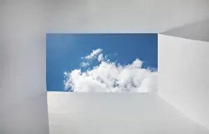 Modern Architecture Background Image Drucke: Perspective of clouds from frame shaped walls