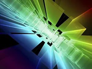 Technology Background Image Drucke: Perspective technology background with rainbow gradient