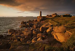 Cote De Granit Rose Brittany Drucke: Phare de Ploumanac'h Lighthouse