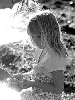 Black And White Beach Scene Drucke: Picking /collecting shells
