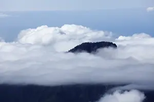 Deserted National Park Landscape Drucke: Pico Bejenado surrounded by clouds