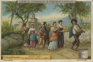 Digitally Restored Vintage Painting Drucke: Picture series Easter customs