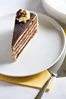 European Pastry Drucke: A piece of chocolate walnut cake
