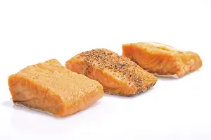 Studio Background Cuisine Photo Drucke: Pieces of salmon