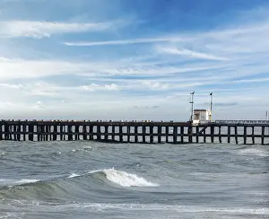 No People Shoreline View Drucke: Pier in ocean