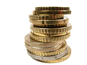 Studio Shot Of Coins Drucke: Piled up coins