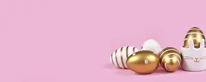 Christian Easter Traditions Drucke: Pink Easter banner with eggs with dots and stripes