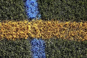 Deserted Soccer Field Drucke: Pitch with artificial turf