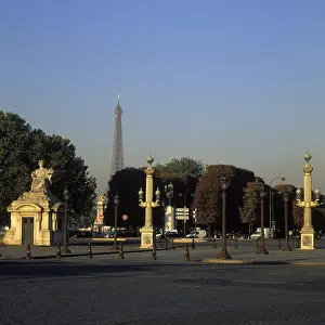 Eiffel Tower Landmark Drucke: Place de la Concorde, dahinter Eiffelturm